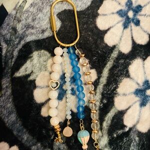 Colorful Beaded purse charm with Heart Charm